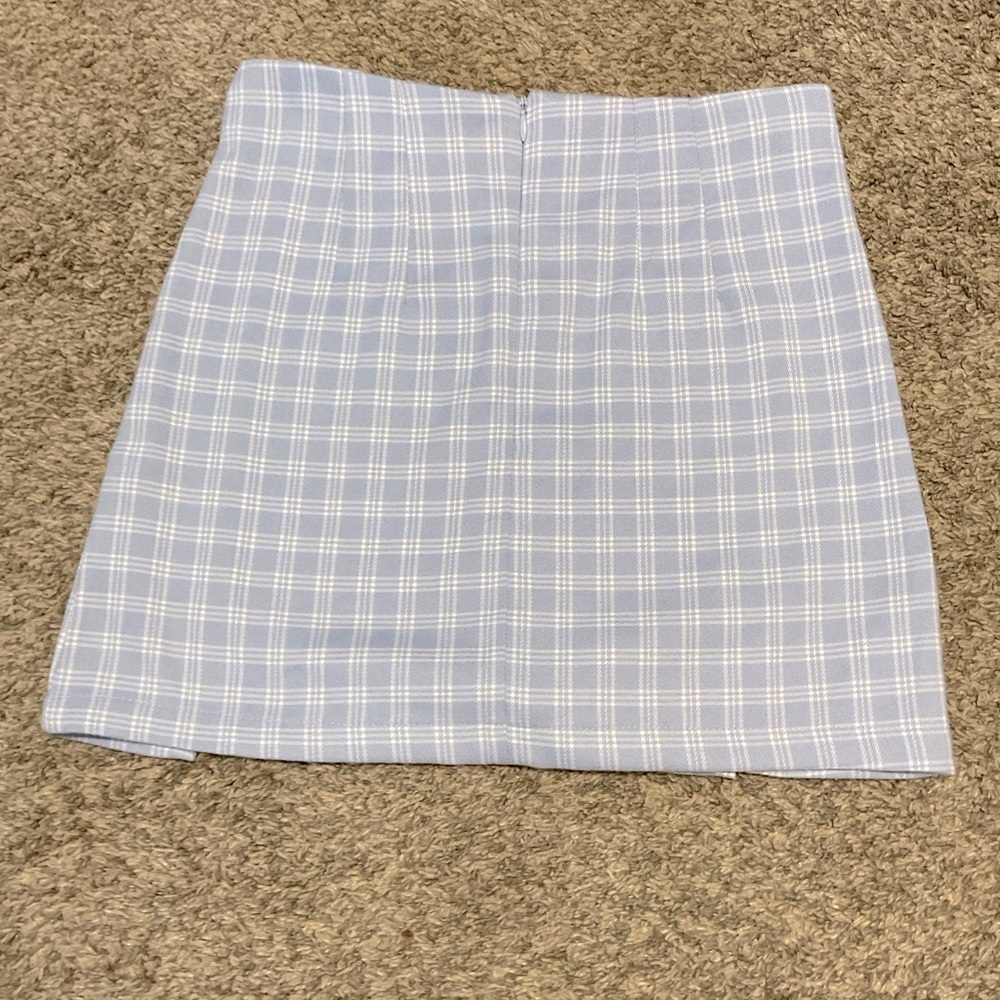 SHEIN baby blue & white plaid mini skirt  Size Medium - Picture 2 of 5